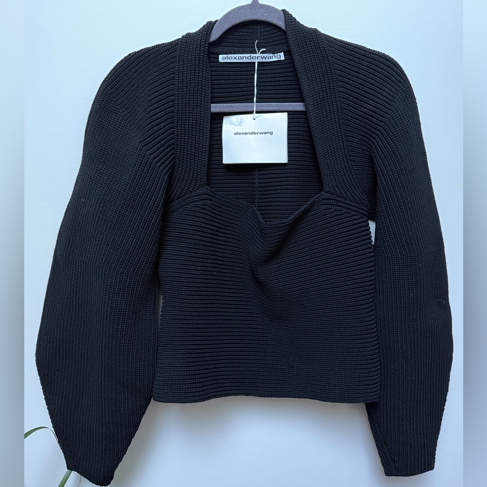 Alexander Wang Integral Shrug Ribbed Pullover Sweater NWT (Black, M)